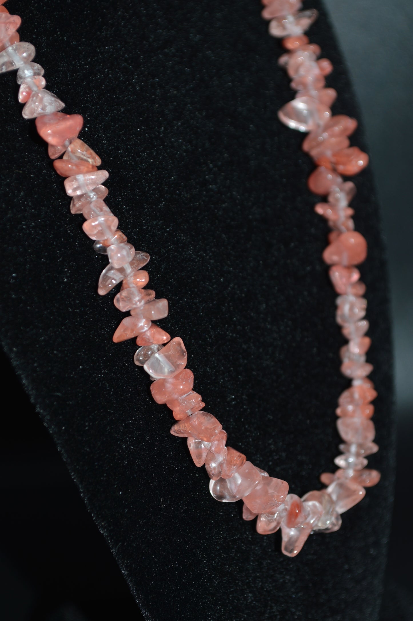 Cherry "Quartz" Glass Chips Necklace and Earring Set