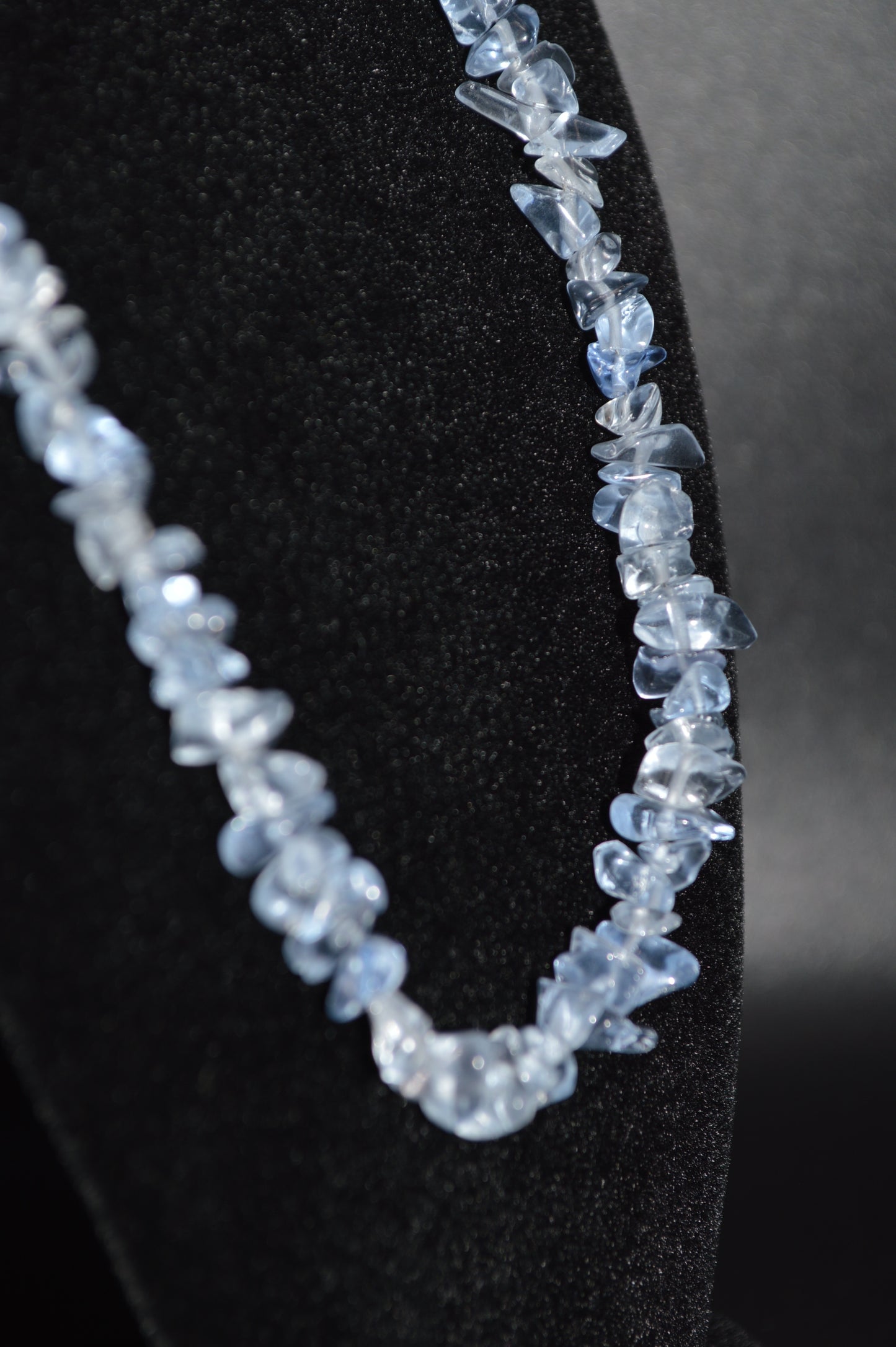 Glass Chips Necklace and Earring Set (Light Blue)