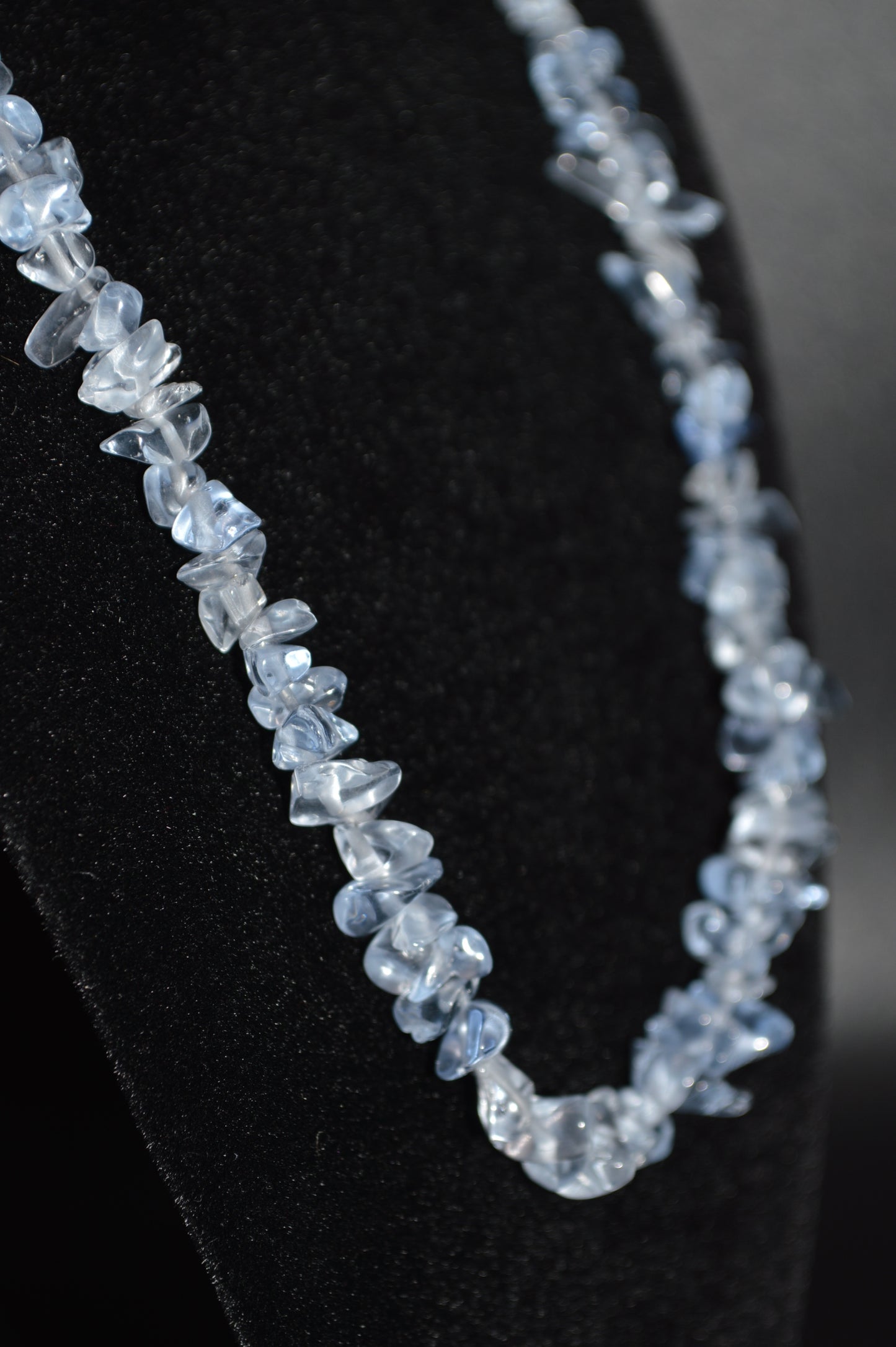 Glass Chips Necklace and Earring Set (Light Blue)