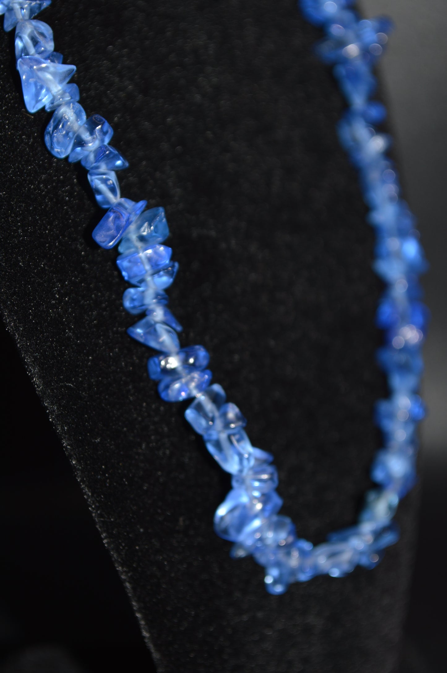 Blue Glass Chips Necklace and Earring Set