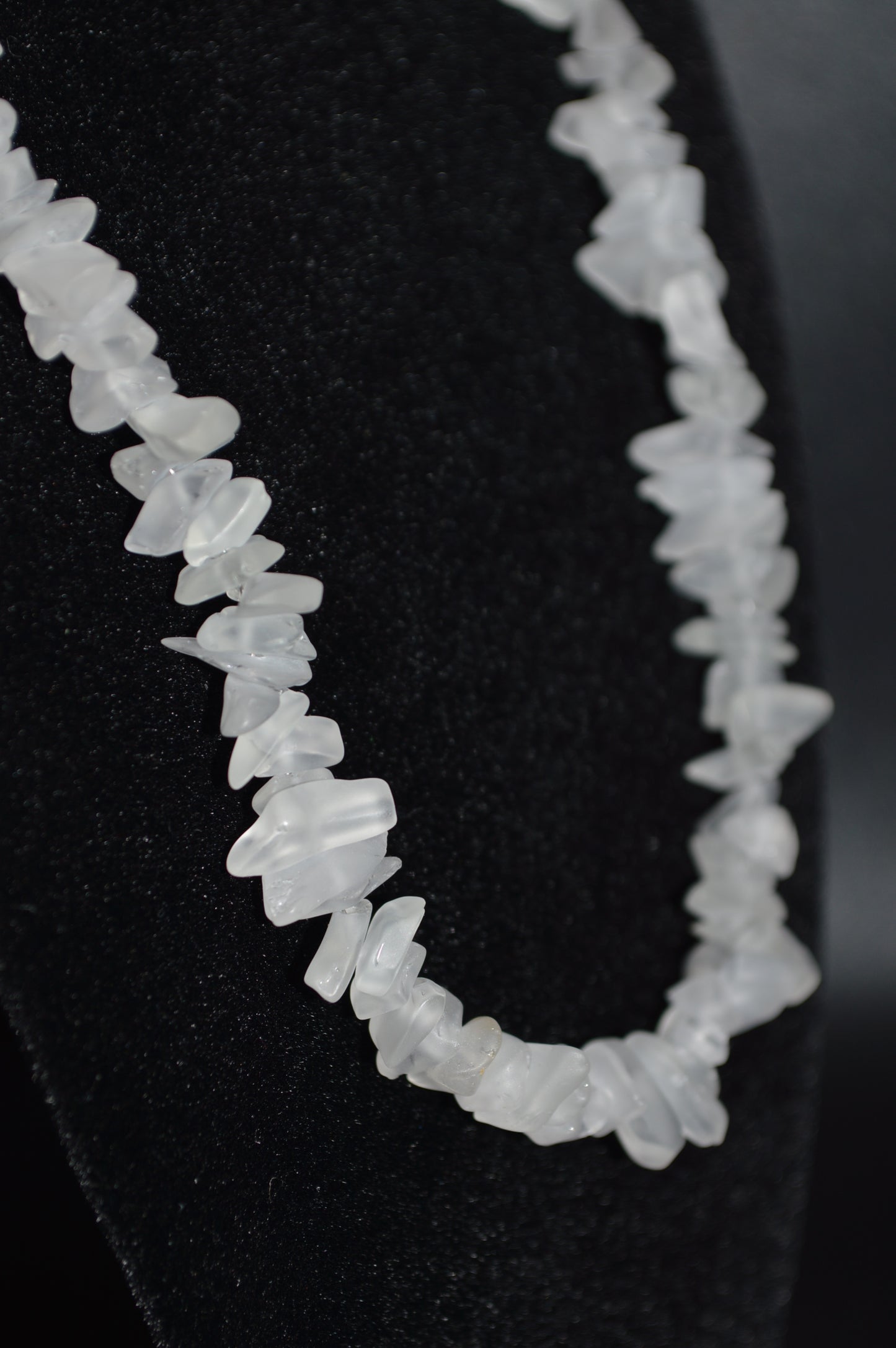 Glass Chips Necklace and Earring Set (Frosted White)