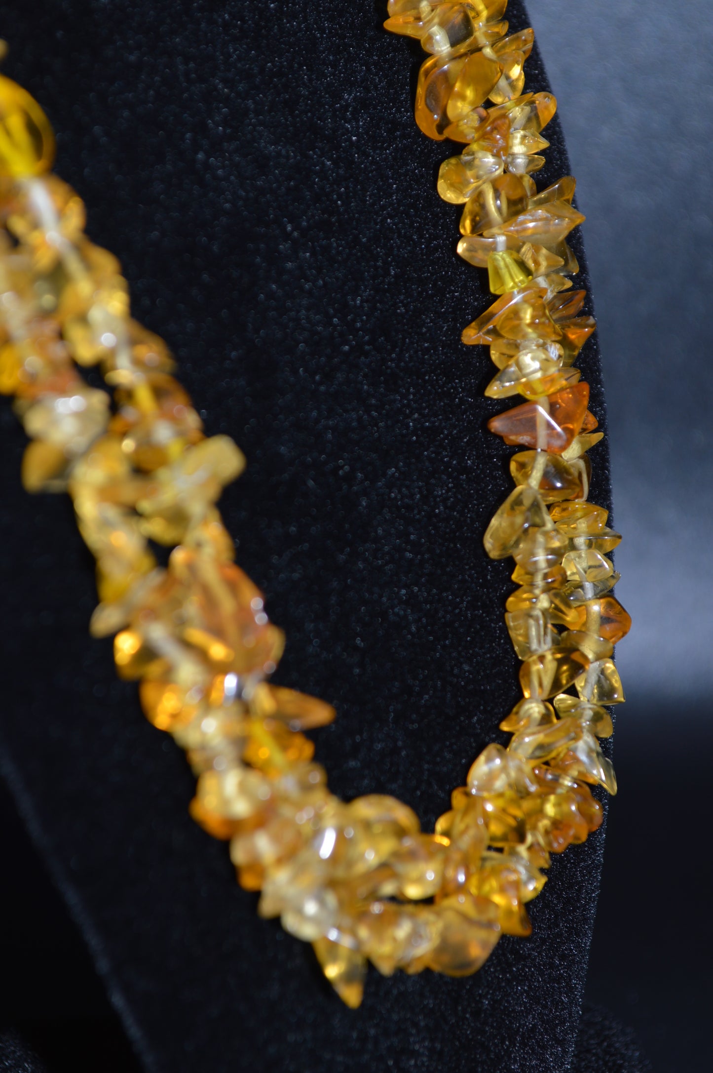 Glass Double Stranded Necklace and Earring Set (Yellow)