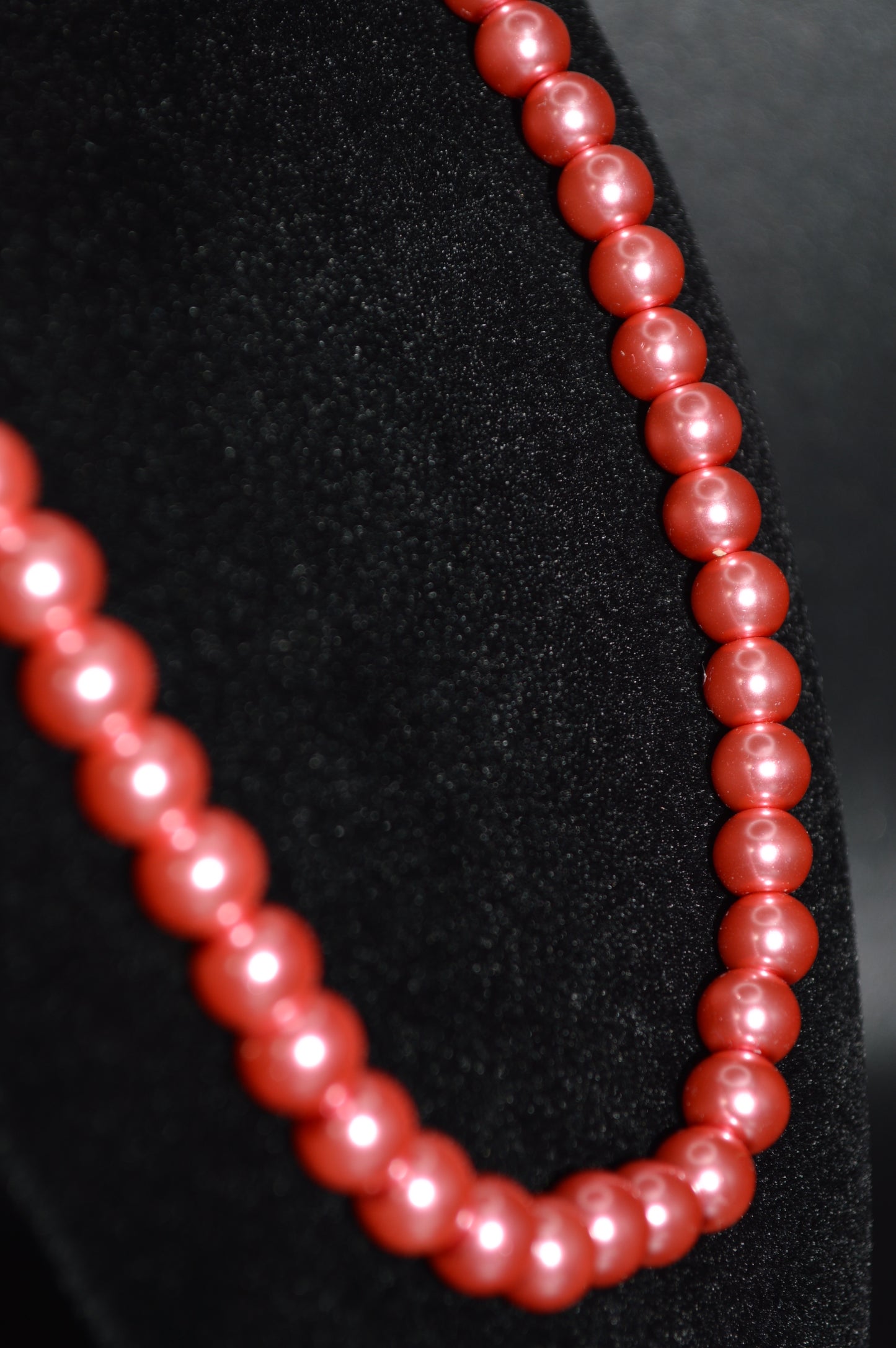 Glass Pearl Necklace and Earring Set (Pink)