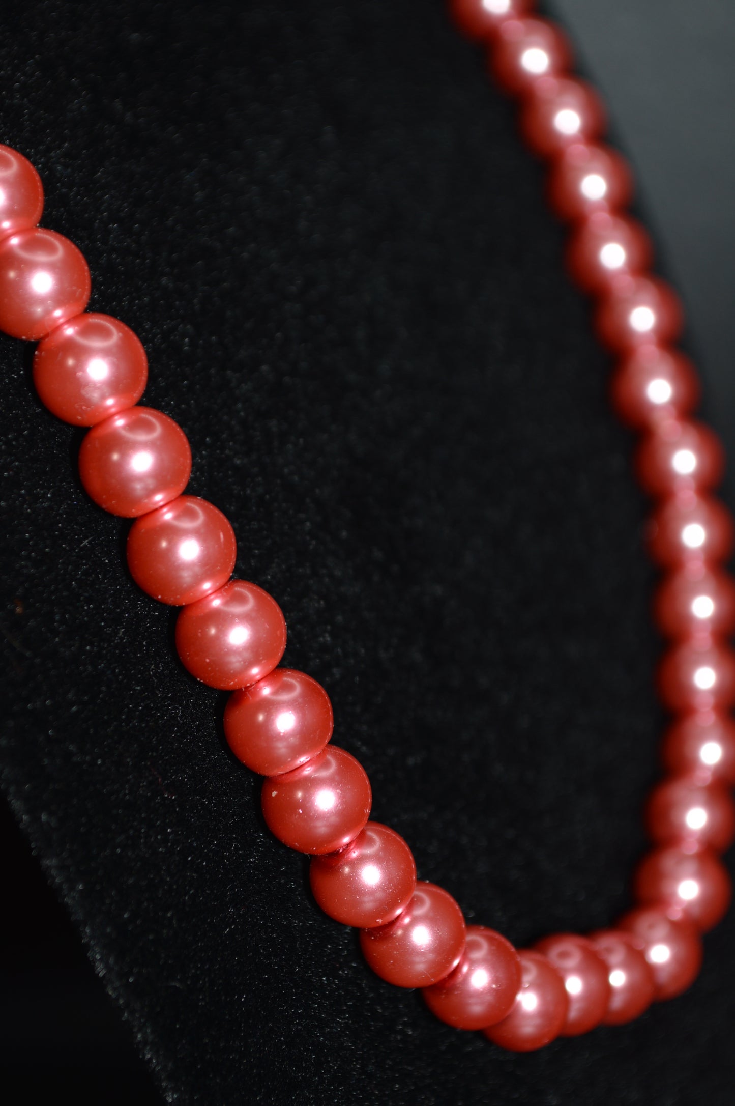 Glass Pearl Necklace and Earring Set (Pink)