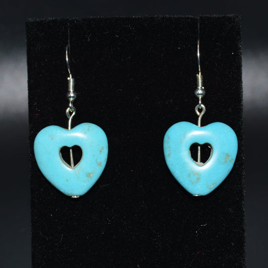 Resin Heart Earrings (Turquoise)
