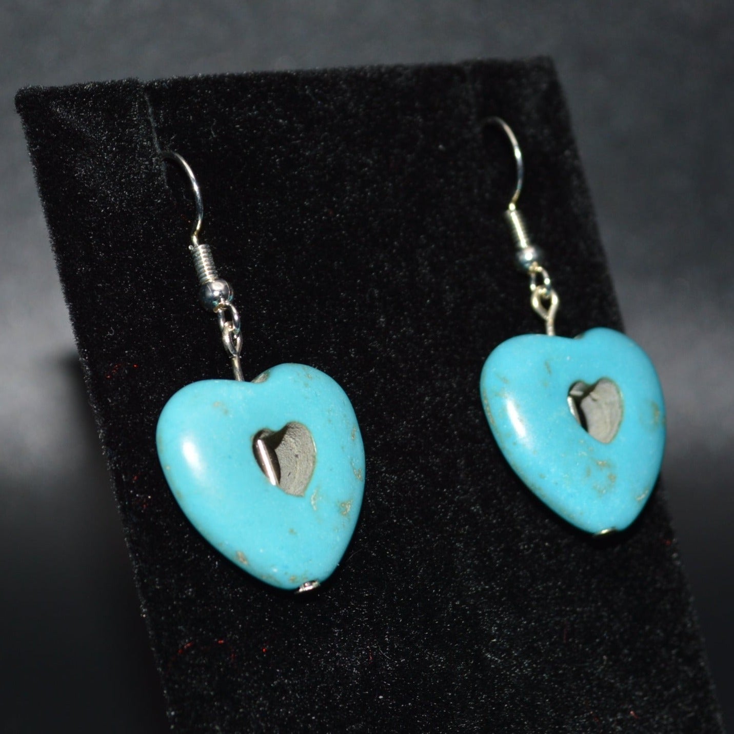 Resin Heart Earrings (Turquoise)