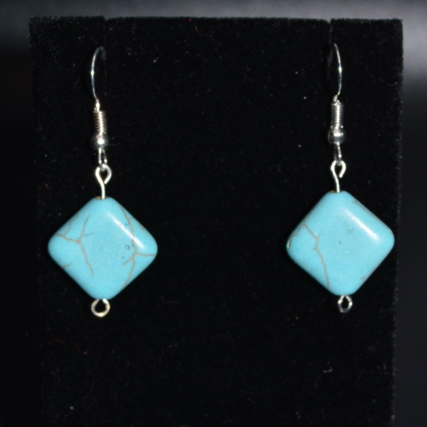 Magnesite Diamond Earrings (Turquoise)