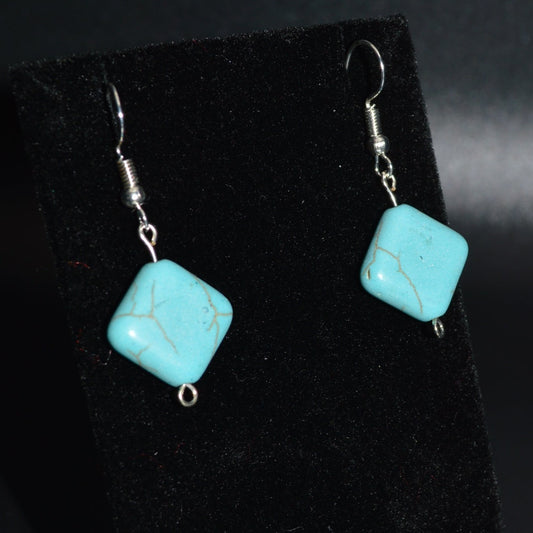 Magnesite Diamond Earrings (Turquoise)