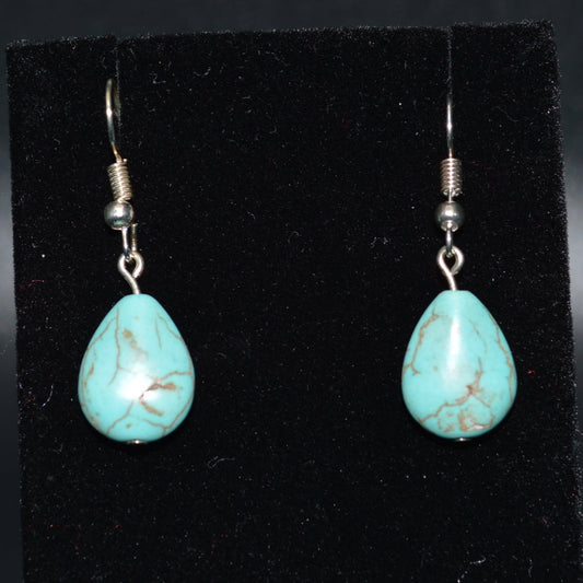 Magnesite Teardrop Earrings (Turquoise)
