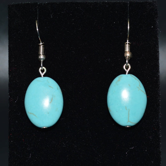 Large Resin Oval Earrings (Turquoise)