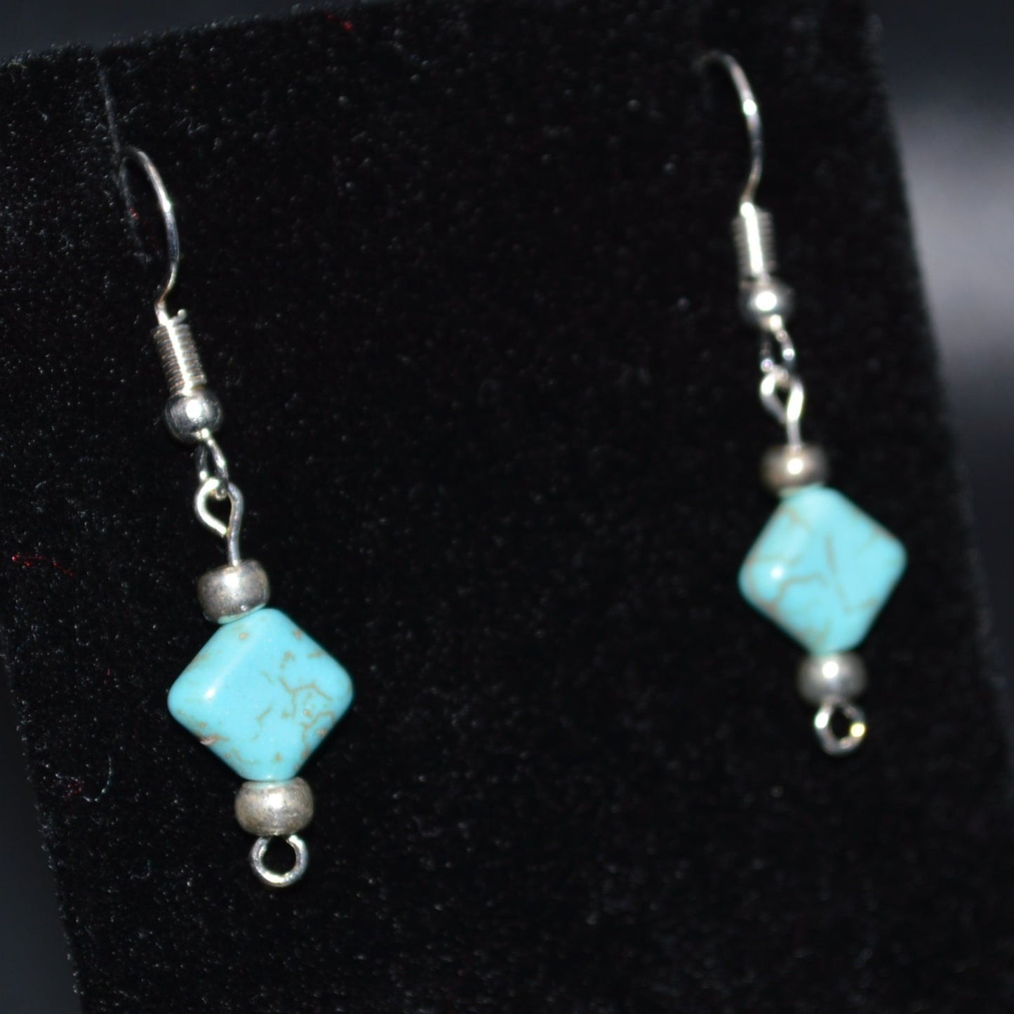 Small Magnesite Diamond Earrings (Turquoise)