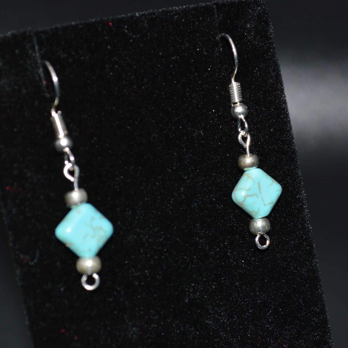 Small Magnesite Diamond Earrings (Turquoise)