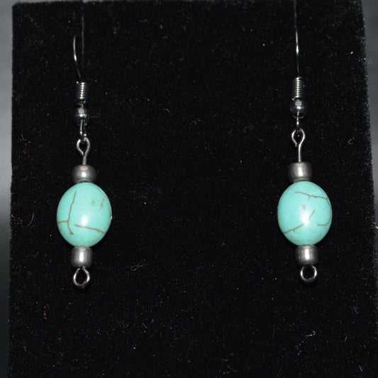 Resin Oval Earrings (Turquoise)