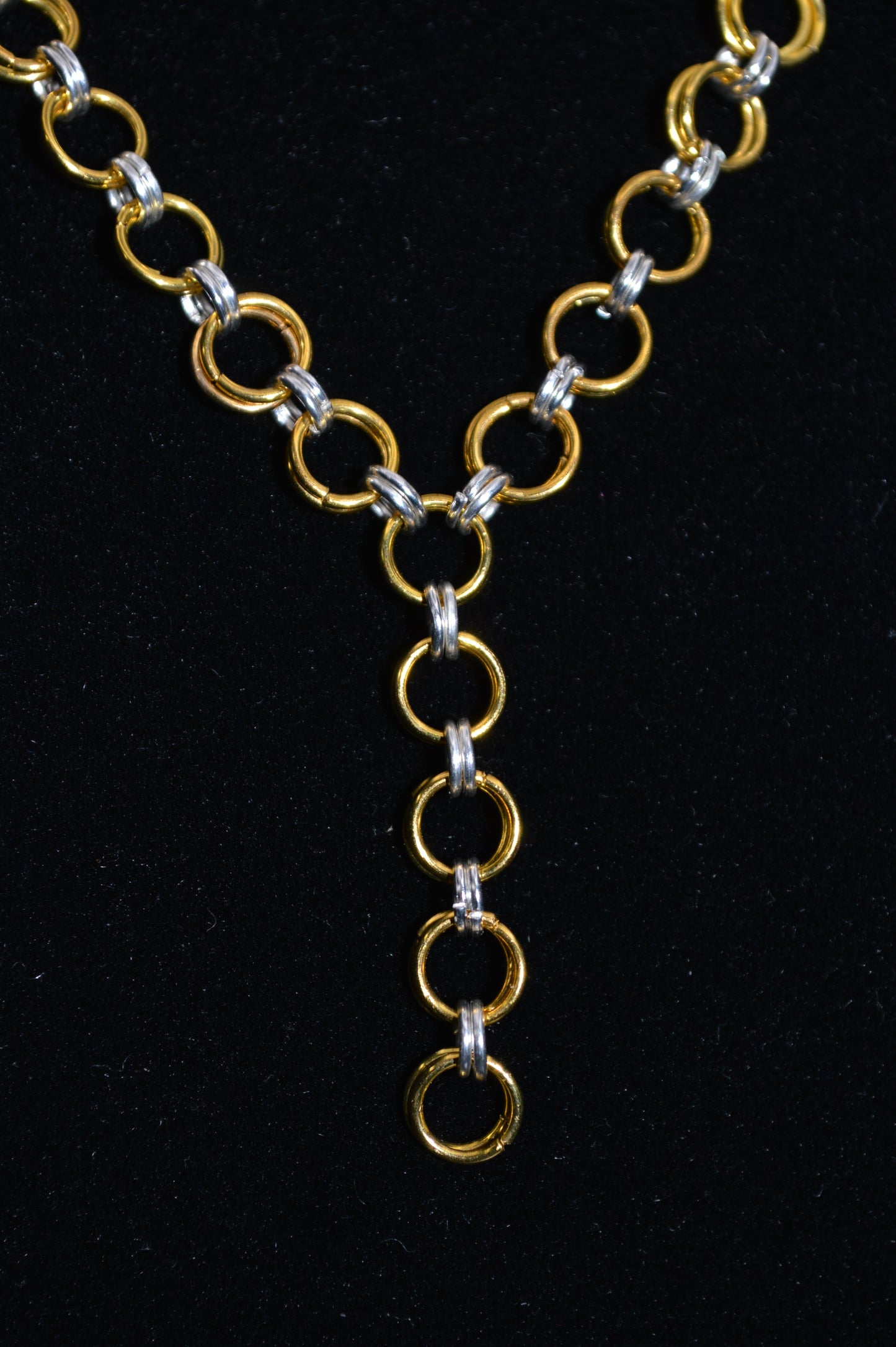 Gold and Silver Hand Linked Chainmail Necklace and Earring Set