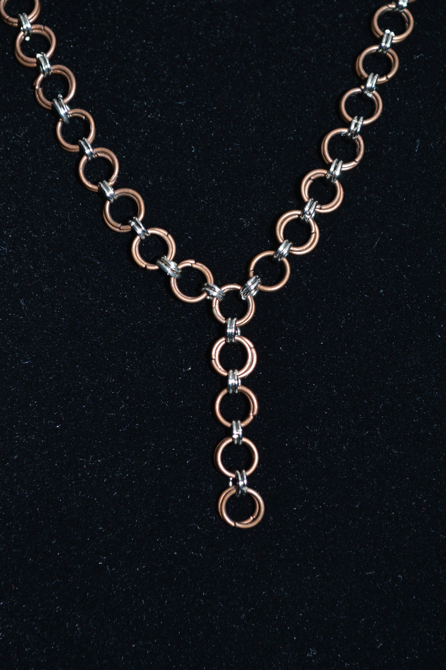 Copper and Stainless Steel Hand Linked Chainmail Necklace and Earring Set