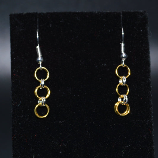 Gold Chainmail Earrings (Silver Hooks)