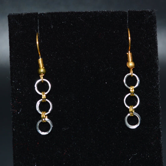 Silver Chainmail Earrings (Gold Hooks)