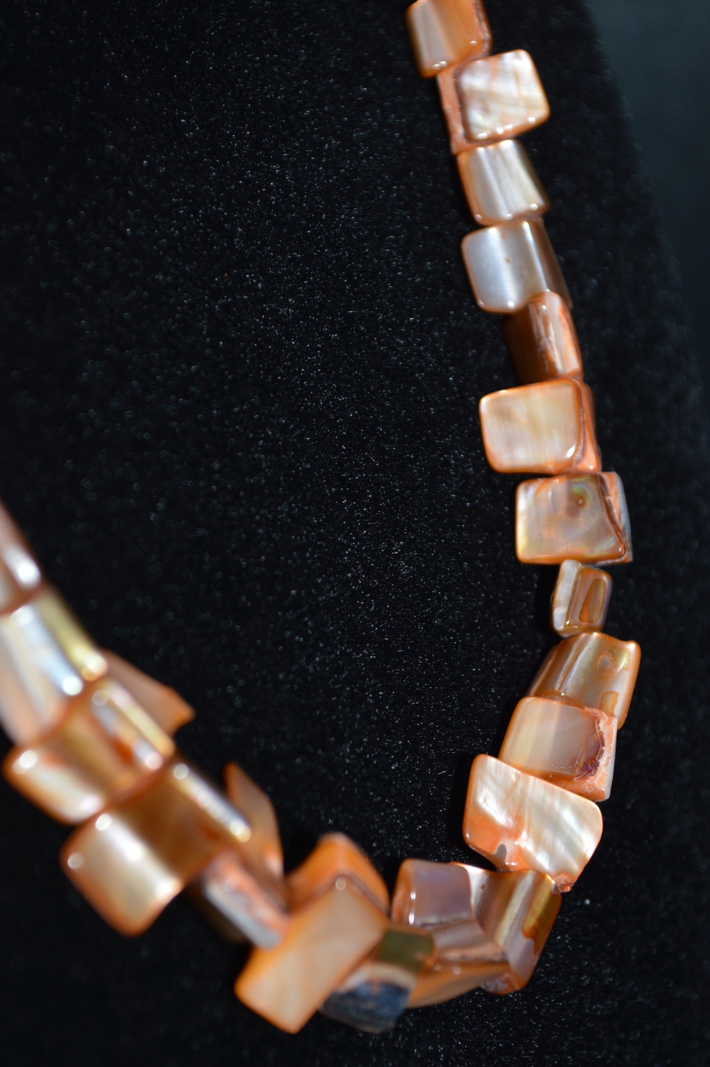 Orange Mother of Pearl Nuggets Necklace and Earring Set