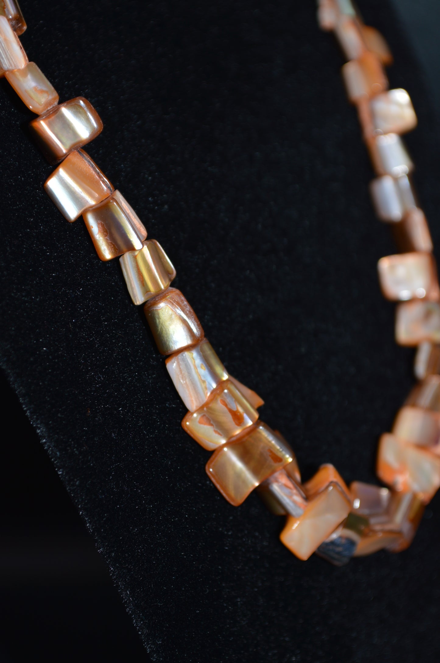 Orange Mother of Pearl Nuggets Necklace and Earring Set