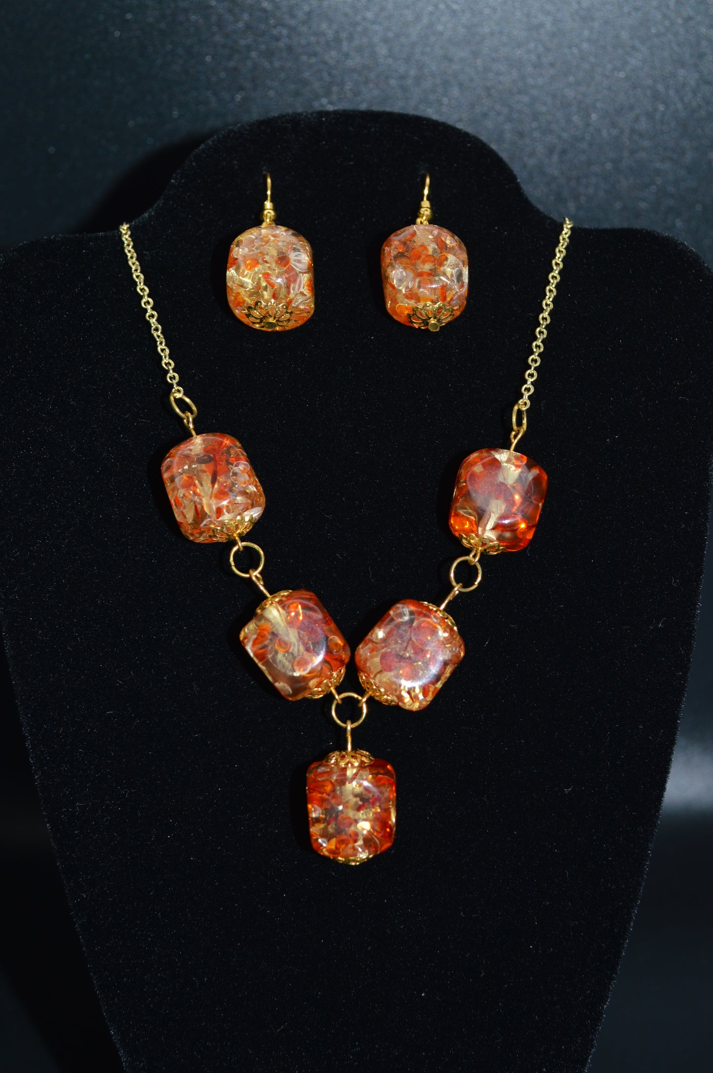 Ice Flake Resin Necklace and Earring Set (1 Drop)