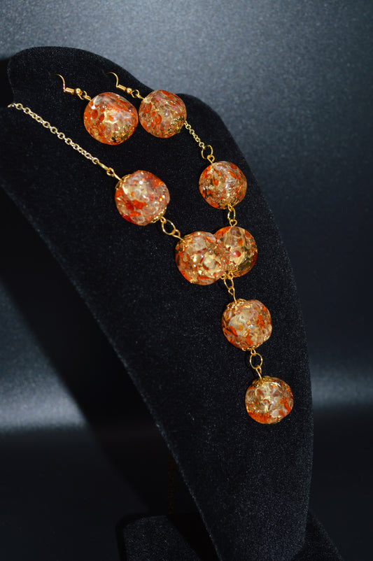 Ice Flake Resin Necklace and Earring Set (2 Drops)