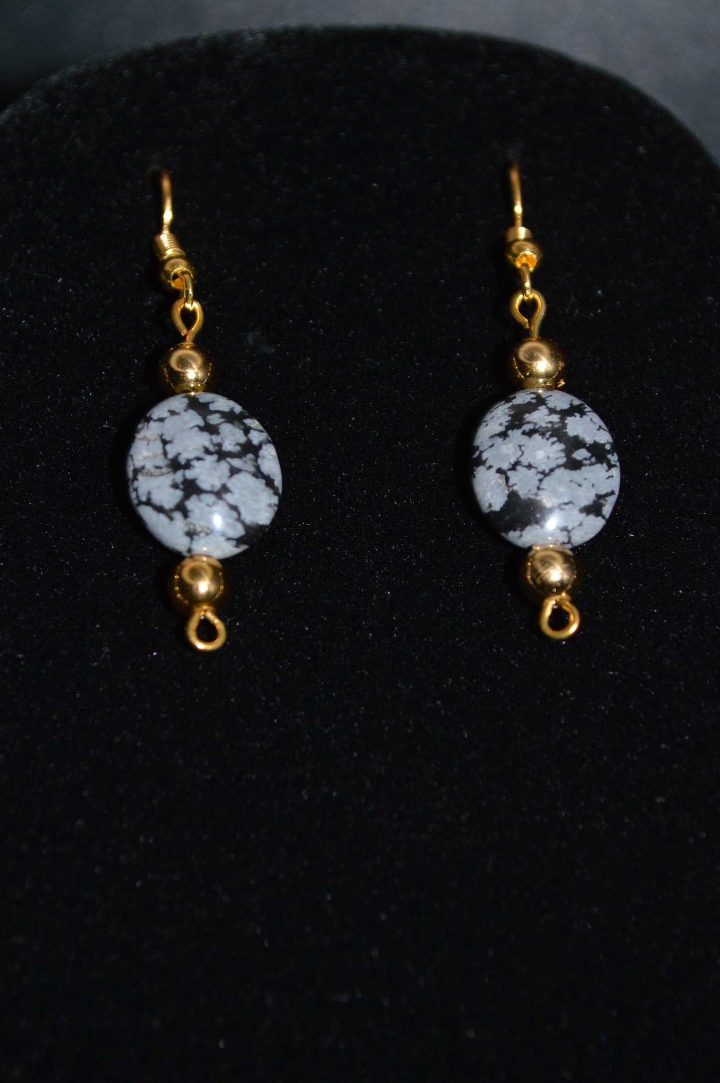Snowflake Obsidian Beaded Necklace and Earring Set
