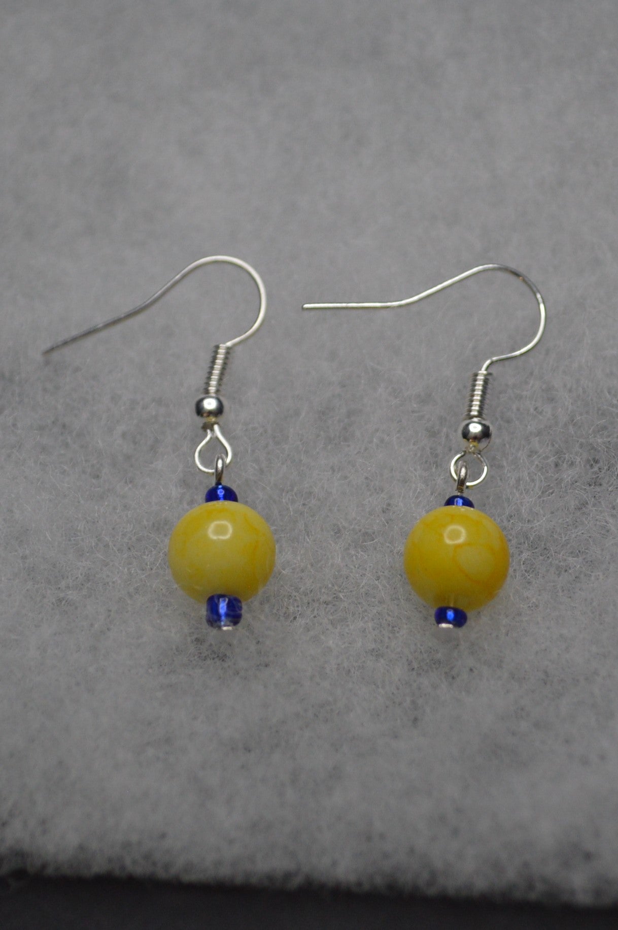 Yellow and Blue Glass Earrings (Short)