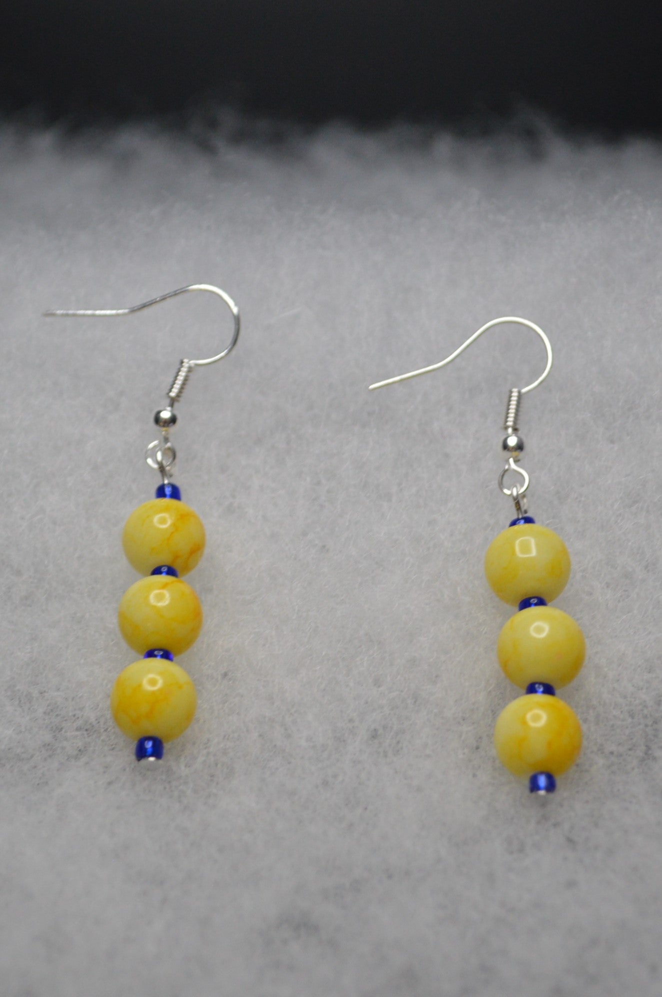 Yellow and Blue Glass Earrings (Long)