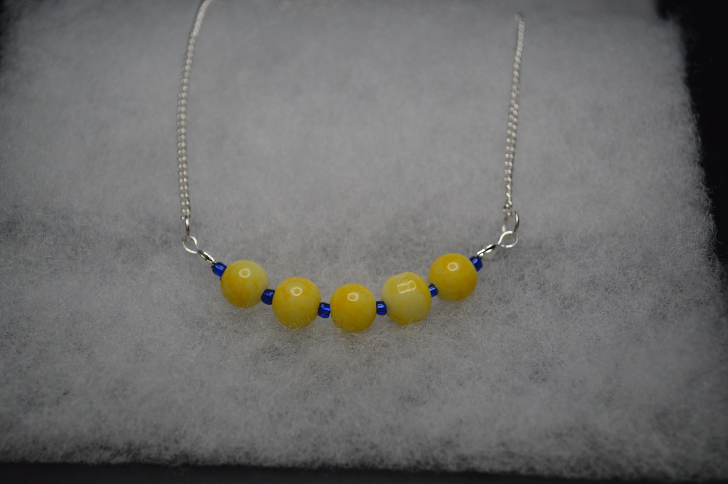 Yellow and Blue Glass Necklace