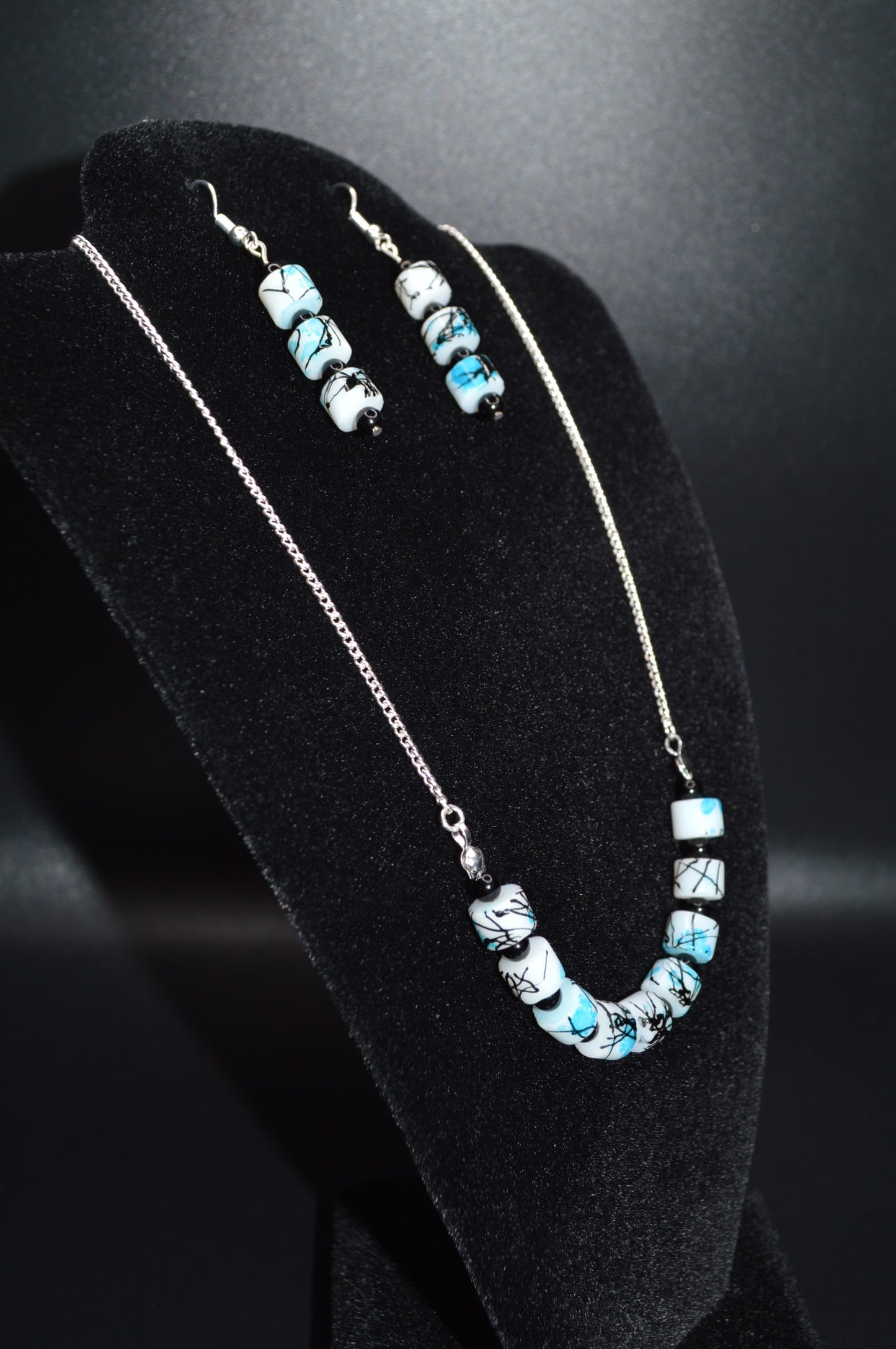 Painted Glass Necklace and Earring Set