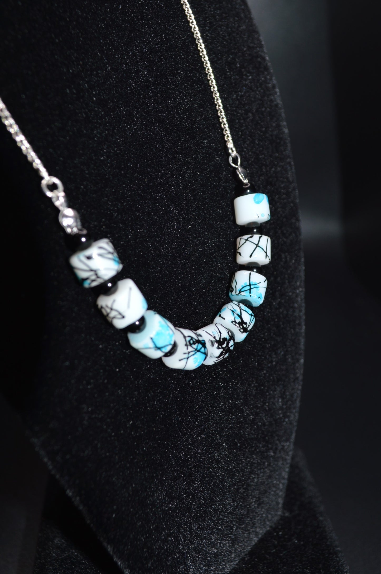 Painted Glass Necklace and Earring Set