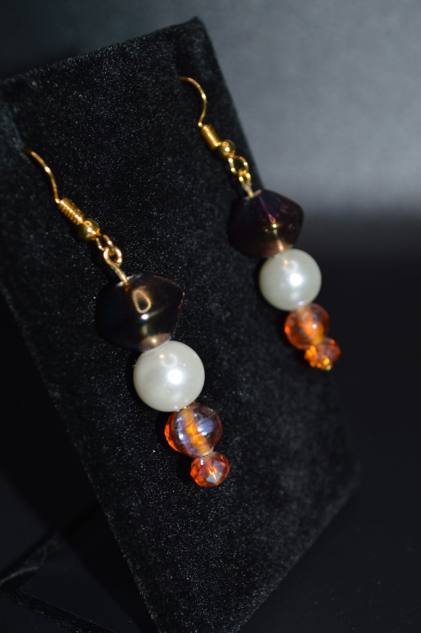 Pressed Glass and Crystal Beaded Necklace and Earring Set
