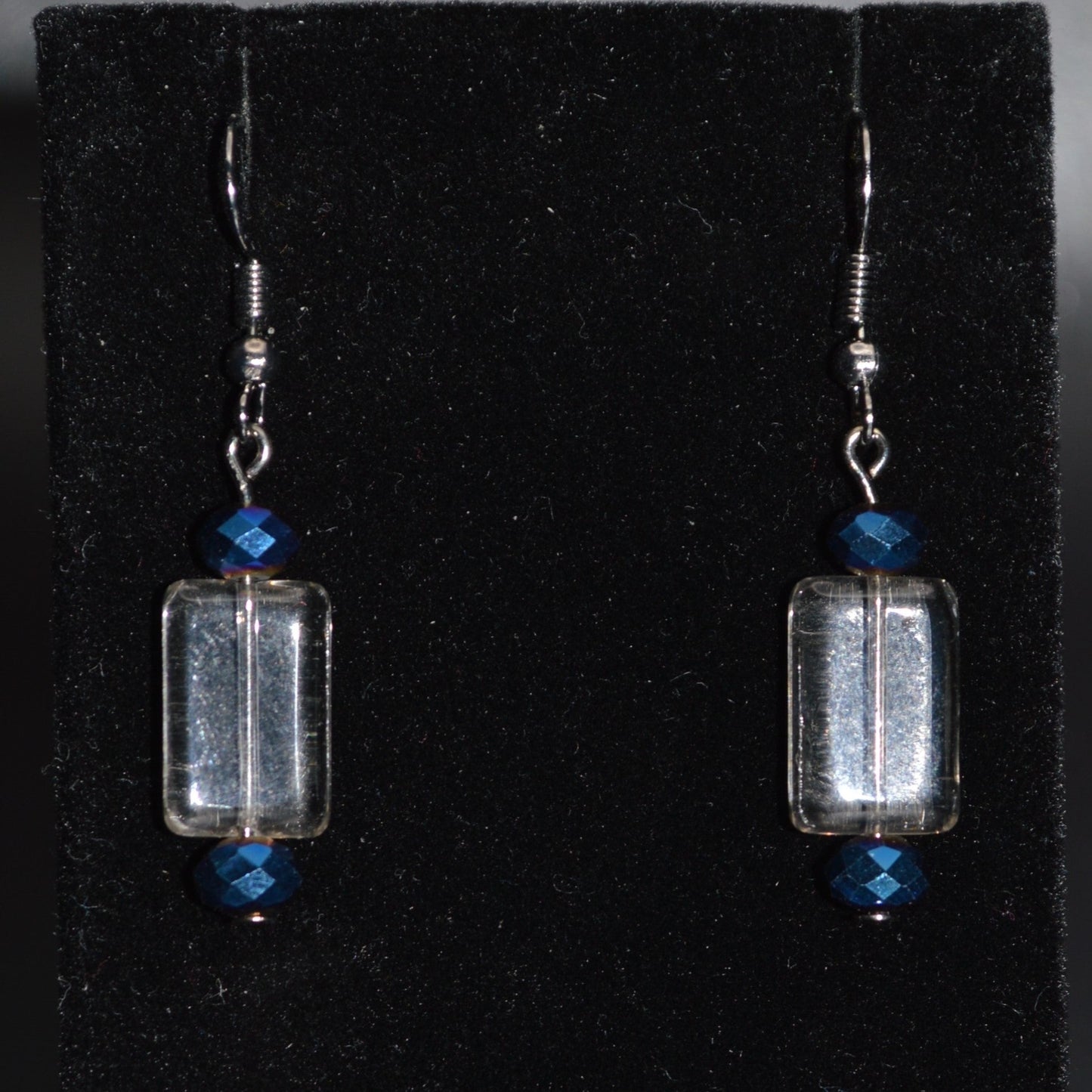 Tinted Glass and Crystal Beaded Earrings
