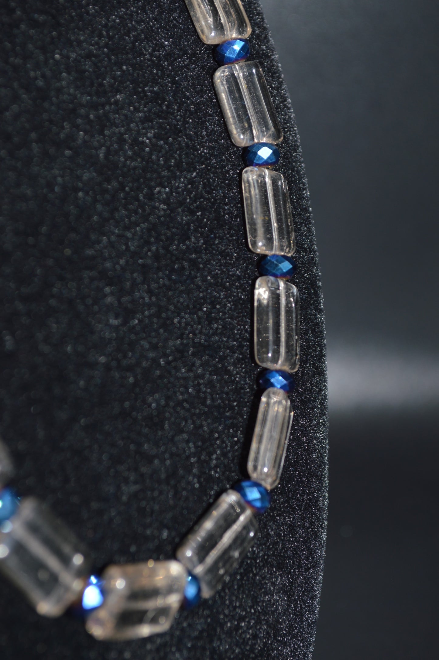 Tinted Glass and Crystal Beaded Necklace and Earring Set