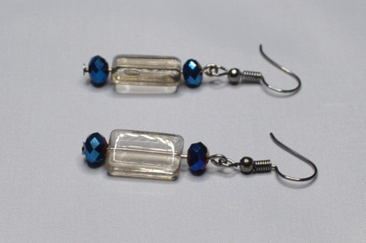 Tinted Glass and Crystal Beaded Earrings