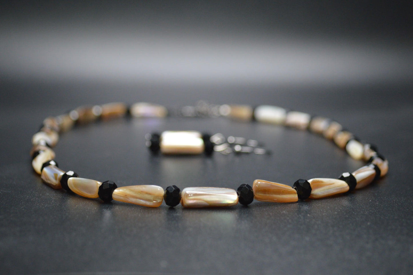 Tan Mother of Pearl Nuggets Necklace and Earring Set