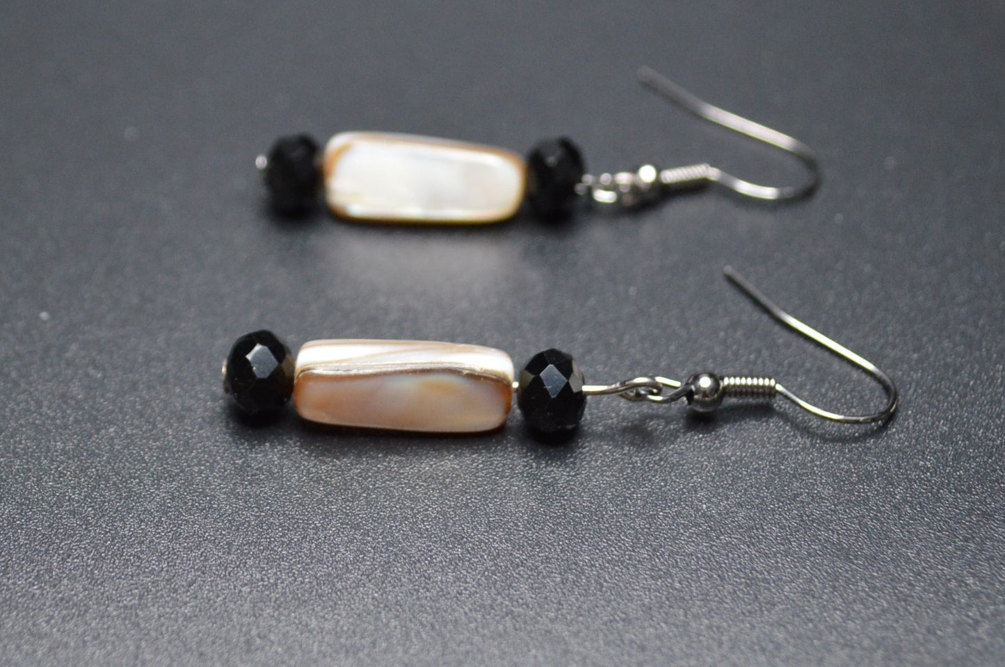 Tan Mother of Pearl Nuggets Necklace and Earring Set