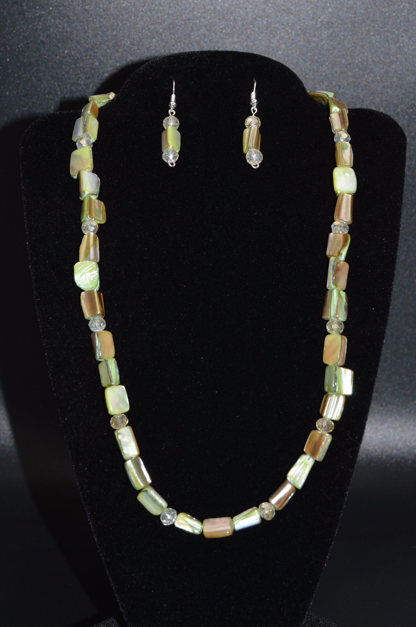 Light Green Mother of Pearl Nuggets Necklace and Earring Set
