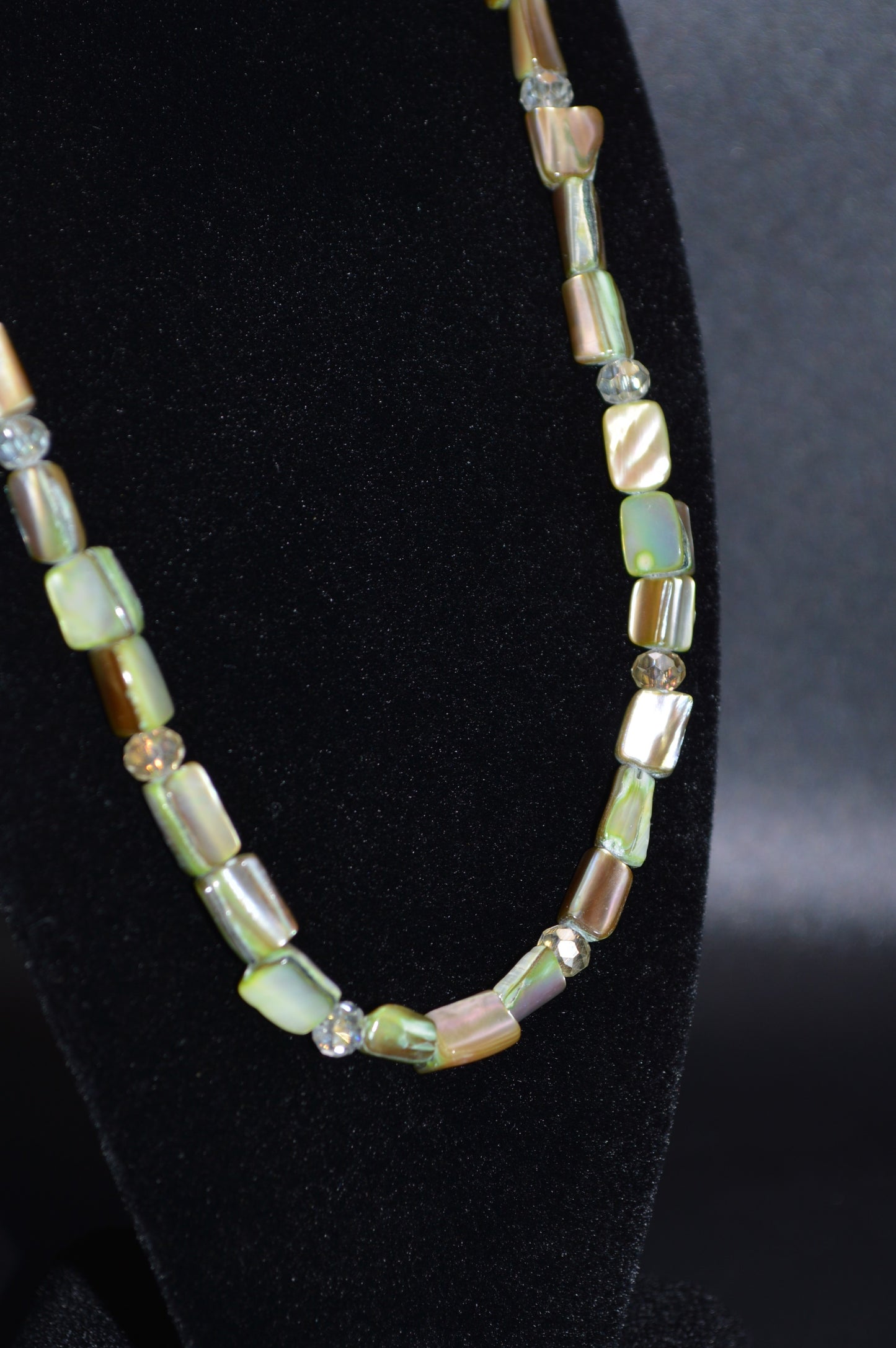 Light Green Mother of Pearl Nuggets Necklace and Earring Set