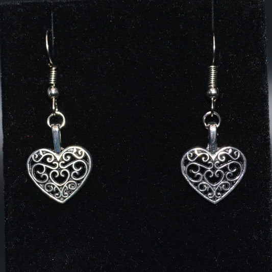 Antique Silver Heart Earrings