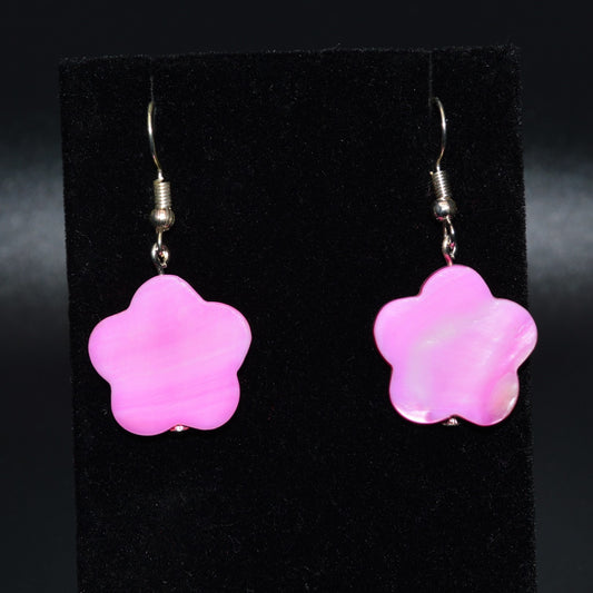 Pink Mother of Pearl Flower Earrings