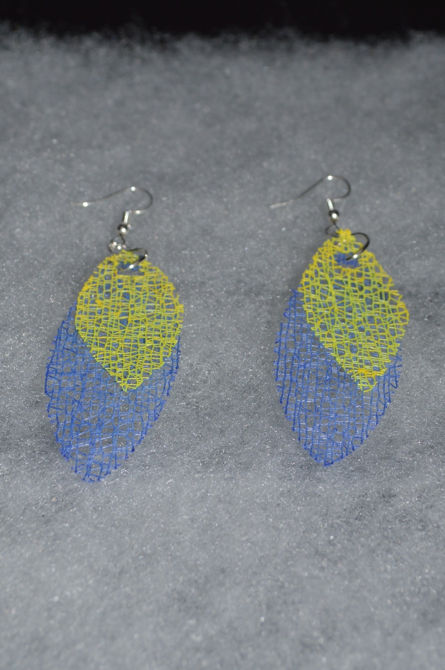 Yellow and Blue Leaf Earrings