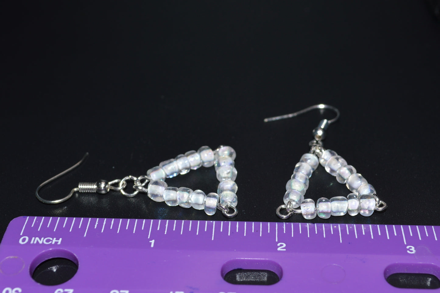 Triangle Seed Bead Earrings (White)