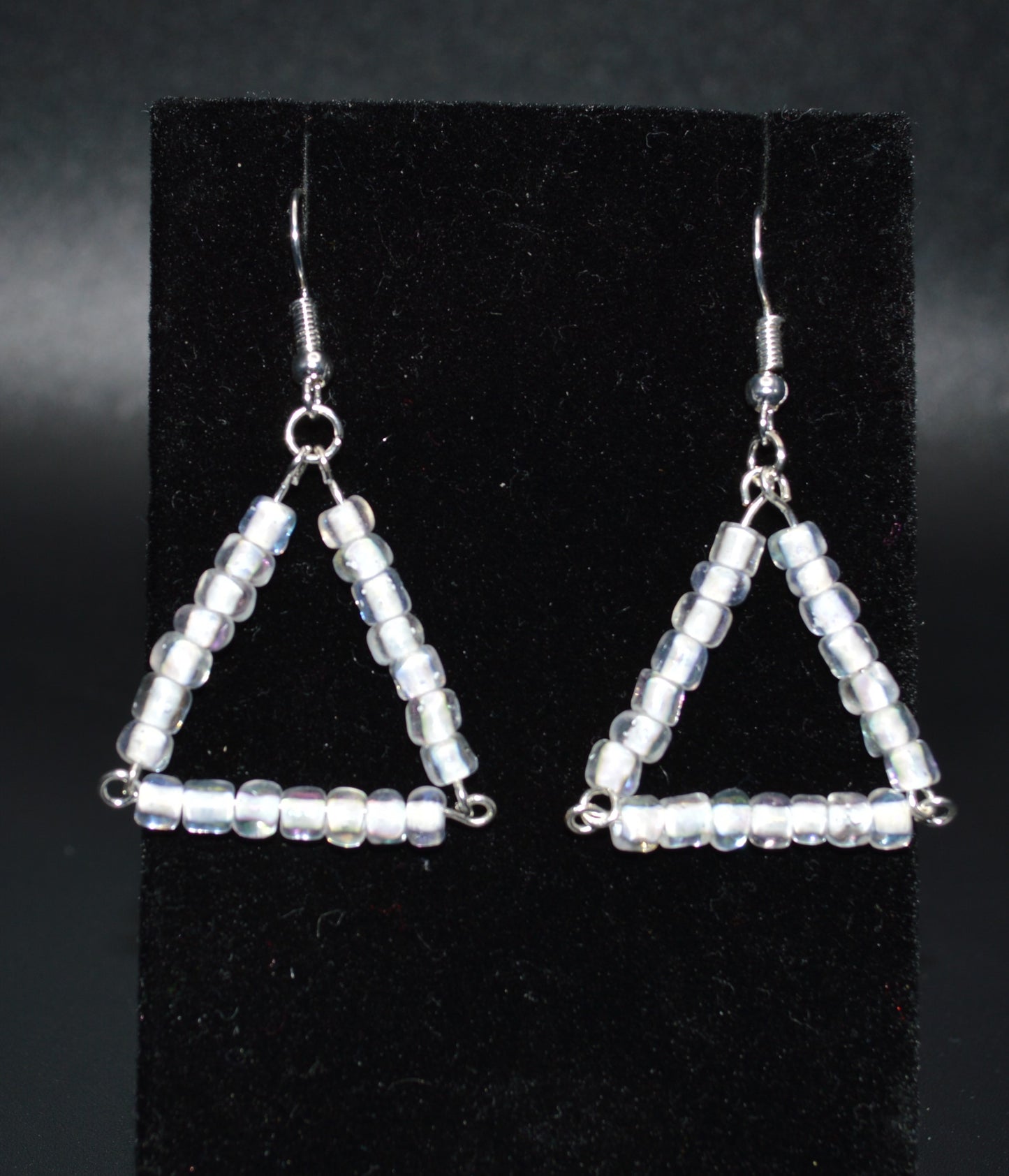 Triangle Seed Bead Earrings (White)