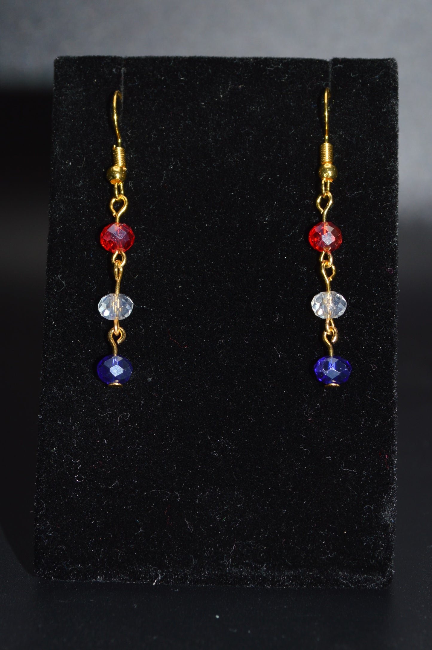 Red, White and Blue Crystal Earrings (Gold)