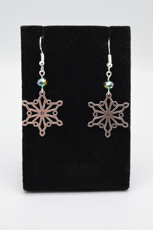 Snowflake Earrings #2 (Emerald)