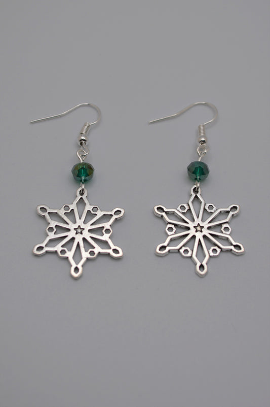 Snowflake Earrings #2 (Emerald)