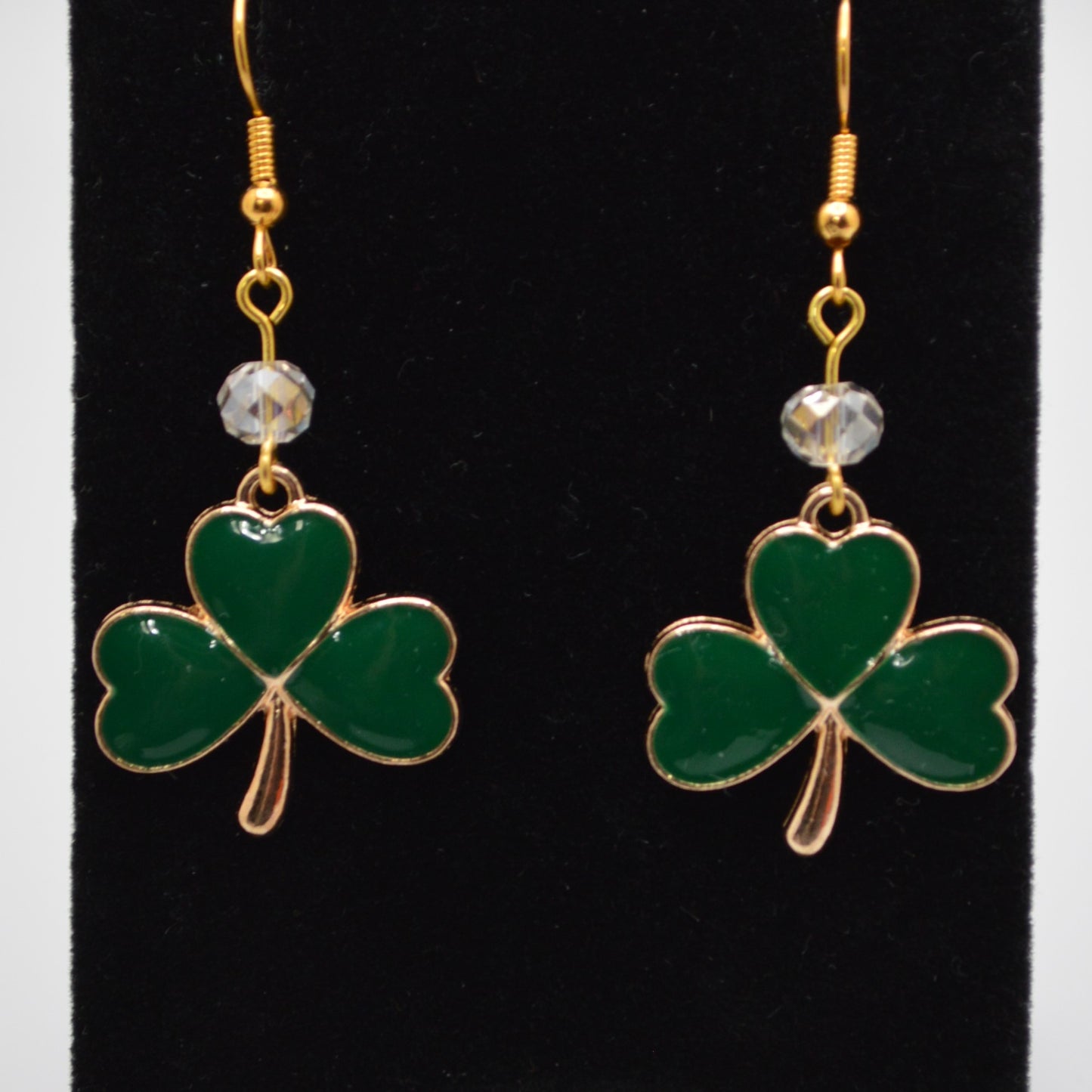 Evergreen Shamrock Earrings with Crystal Beads
