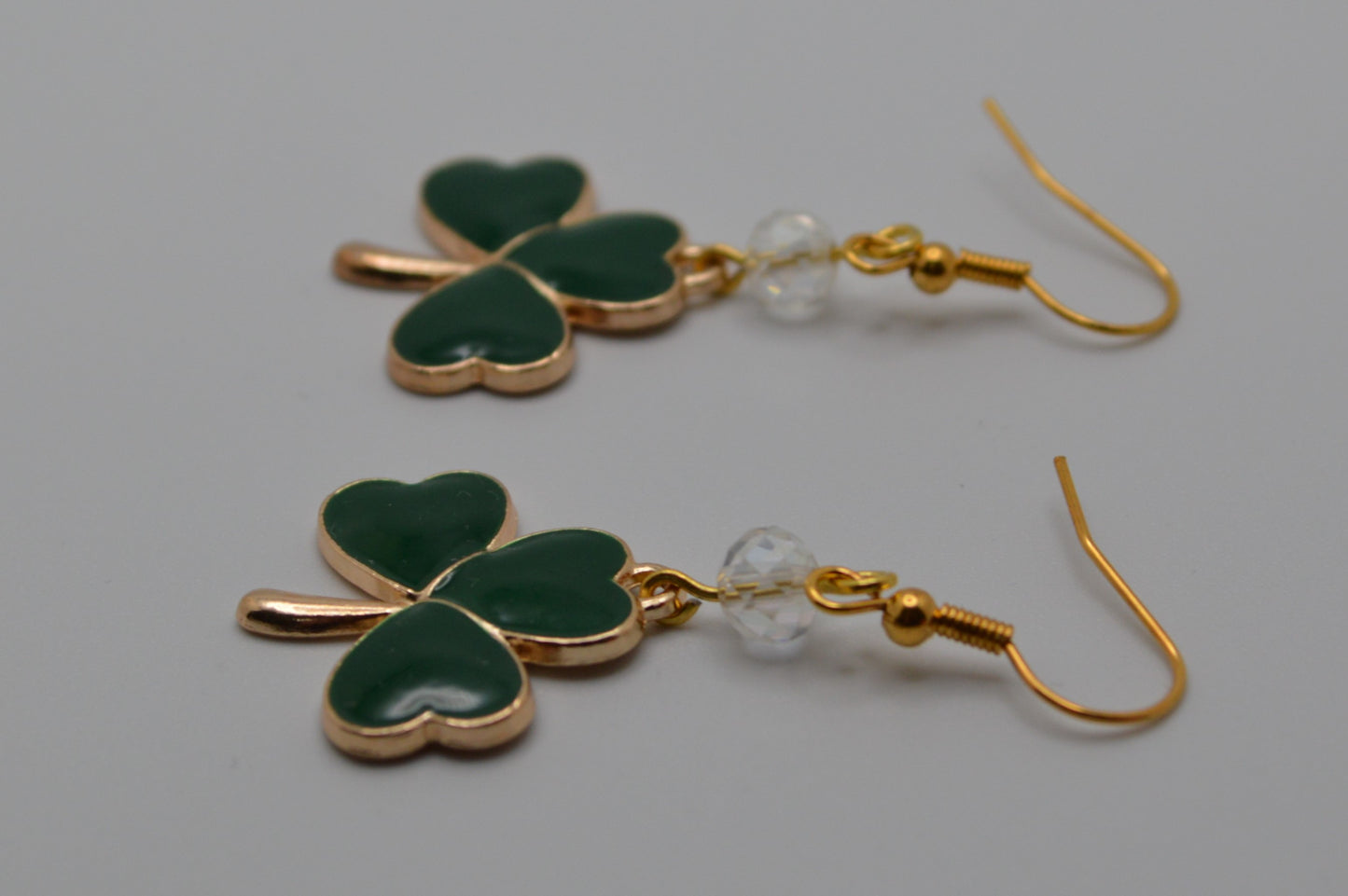 Evergreen Shamrock Earrings with Crystal Beads