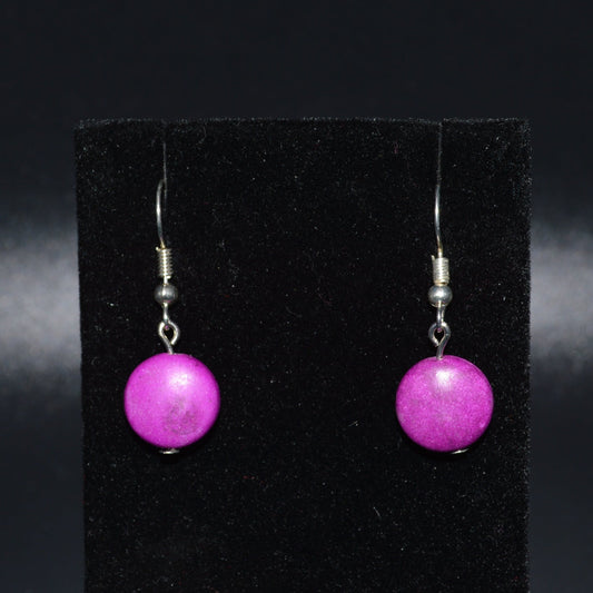 Resin Round Earrings (Violet)